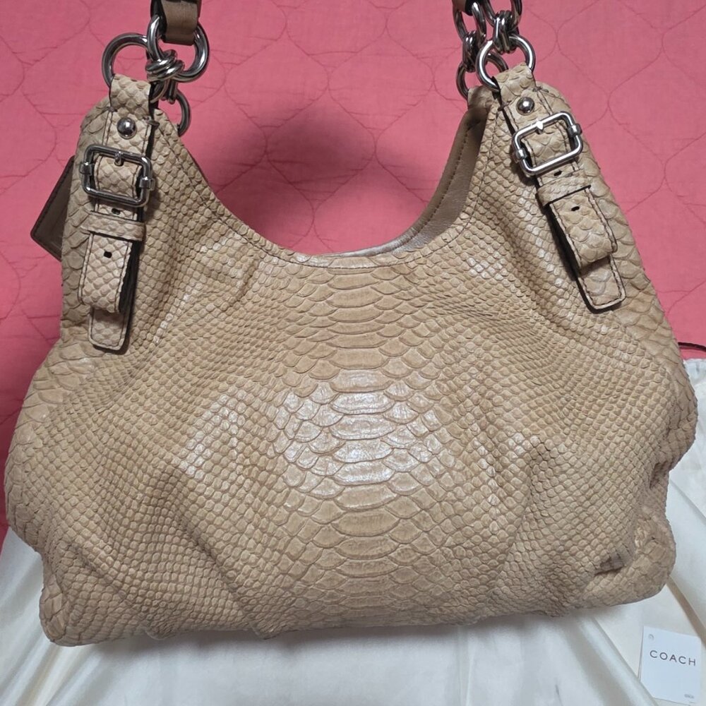 Maddison Embossed Maggie Python Coach Bag - image 3